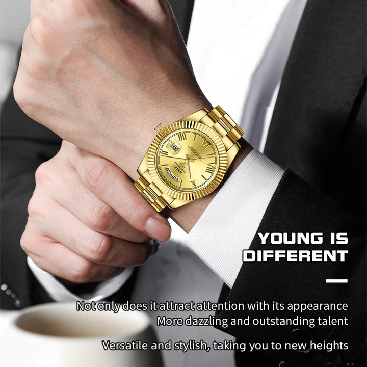 NIBOSI Brand Original Stainless Steel Quartz Watches For Men Luxury Date Display Luminous Fashion Men's Watch Relogios Masculino