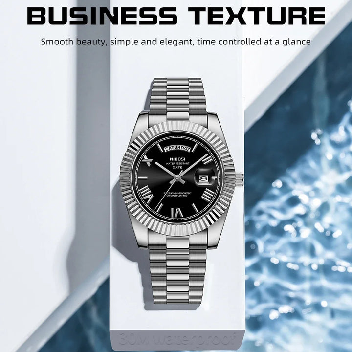 NIBOSI Brand Original Stainless Steel Quartz Watches For Men Luxury Date Display Luminous Fashion Men's Watch Relogios Masculino
