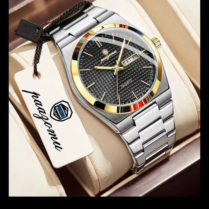 Customized Watch PAAZOMU Luxury Men Clock Fashion Luminous Waterproof Chronograph Date Watch For Man Quartz Men's Watches Reloj