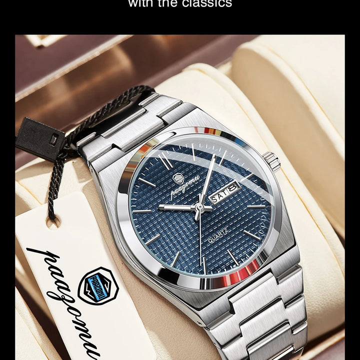 Customized Watch PAAZOMU Luxury Men Clock Fashion Luminous Waterproof Chronograph Date Watch For Man Quartz Men's Watches Reloj
