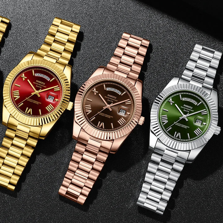 NIBOSI Brand Original Stainless Steel Quartz Watches For Men Luxury Date Display Luminous Fashion Men's Watch Relogios Masculino